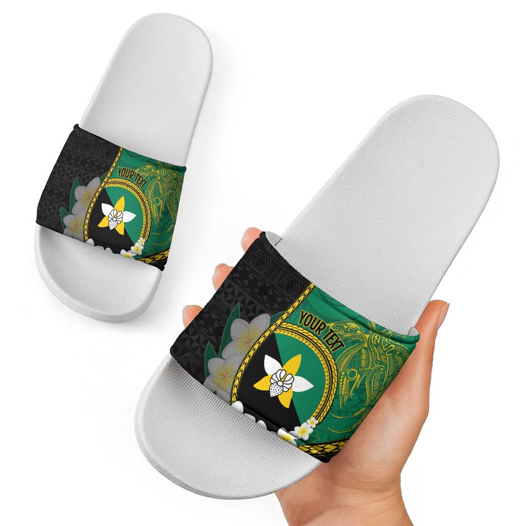 Personalised PNG Enga Provins Slide Sandals Papua New Guinea Plumeria Melanesian Pattern - Aussie Hoodie