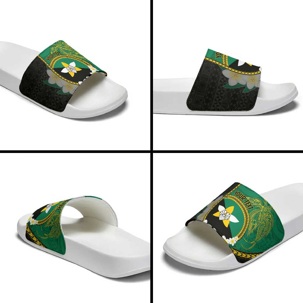 Personalised PNG Enga Provins Slide Sandals Papua New Guinea Plumeria Melanesian Pattern - Aussie Hoodie