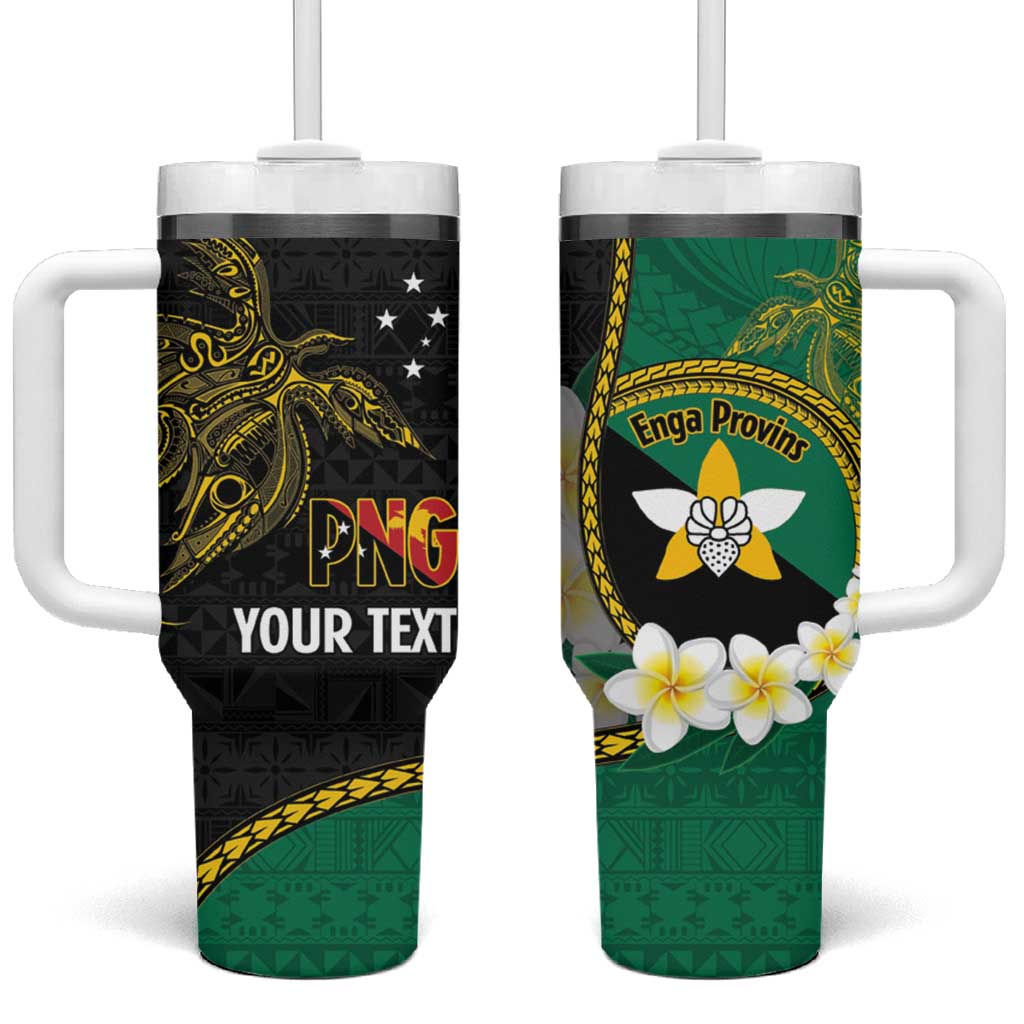Personalised PNG Enga Provins Tumbler With Handle Papua New Guinea Plumeria Melanesian Pattern - Aussie Hoodie