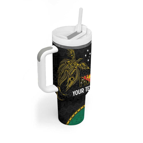 Personalised PNG Enga Provins Tumbler With Handle Papua New Guinea Plumeria Melanesian Pattern - Aussie Hoodie
