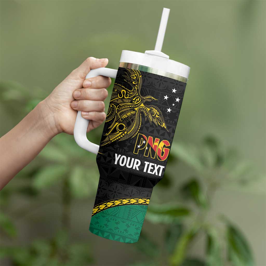 Personalised PNG Enga Provins Tumbler With Handle Papua New Guinea Plumeria Melanesian Pattern - Aussie Hoodie