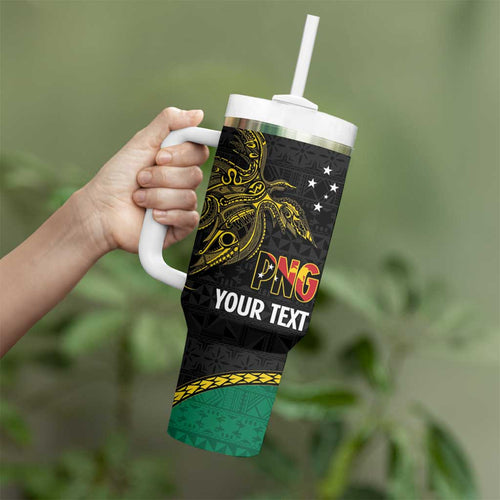 Personalised PNG Enga Provins Tumbler With Handle Papua New Guinea Plumeria Melanesian Pattern - Aussie Hoodie