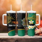 Personalised PNG Enga Provins Tumbler With Handle Papua New Guinea Plumeria Melanesian Pattern - Aussie Hoodie