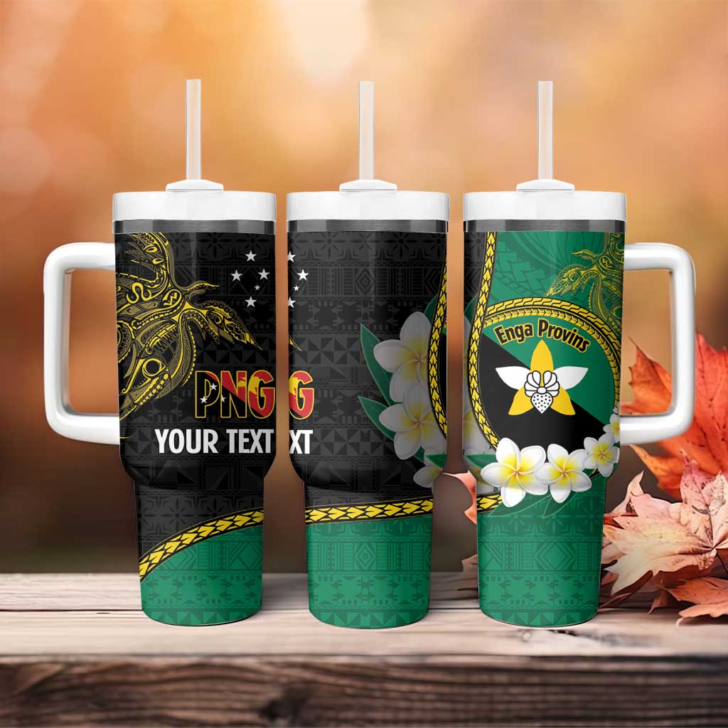 Personalised PNG Enga Provins Tumbler With Handle Papua New Guinea Plumeria Melanesian Pattern - Aussie Hoodie