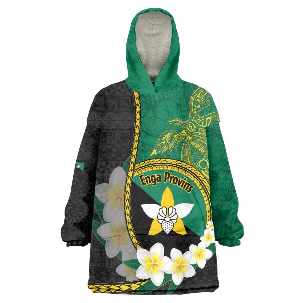 Personalised PNG Enga Provins Wearable Blanket Hoodie Papua New Guinea Plumeria Melanesian Pattern - Aussie Hoodie