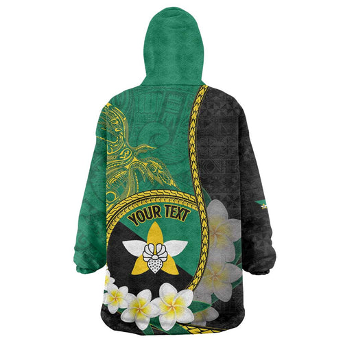 Personalised PNG Enga Provins Wearable Blanket Hoodie Papua New Guinea Plumeria Melanesian Pattern - Aussie Hoodie