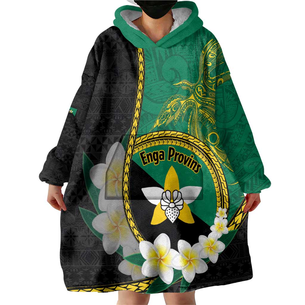 Personalised PNG Enga Provins Wearable Blanket Hoodie Papua New Guinea Plumeria Melanesian Pattern - Aussie Hoodie