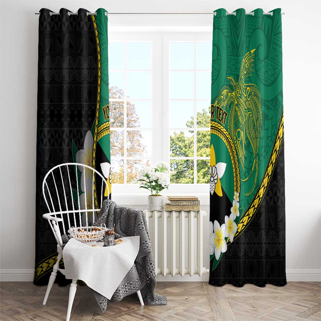 Personalised PNG Enga Provins Window Curtain Papua New Guinea Plumeria Melanesian Pattern - Aussie Hoodie