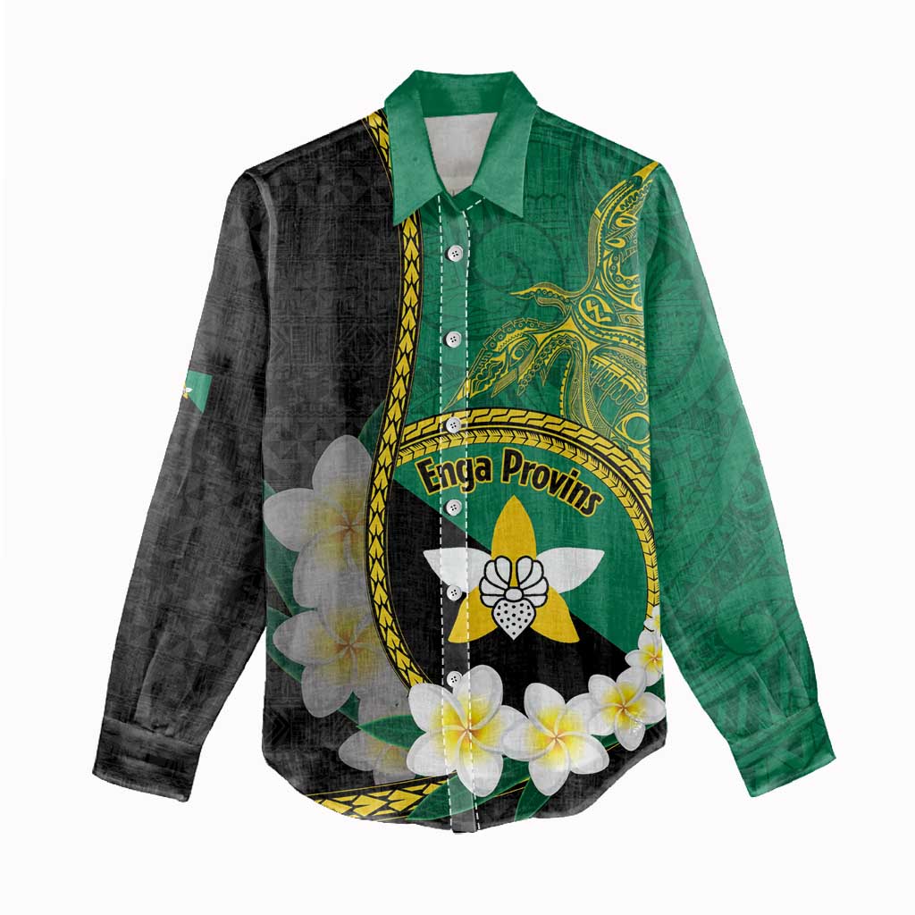Personalised PNG Enga Provins Women Casual Shirt Papua New Guinea Plumeria Melanesian Pattern - Aussie Hoodie