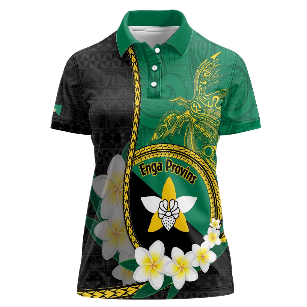 Personalised PNG Enga Provins Women Polo Shirt Papua New Guinea Plumeria Melanesian Pattern - Aussie Hoodie
