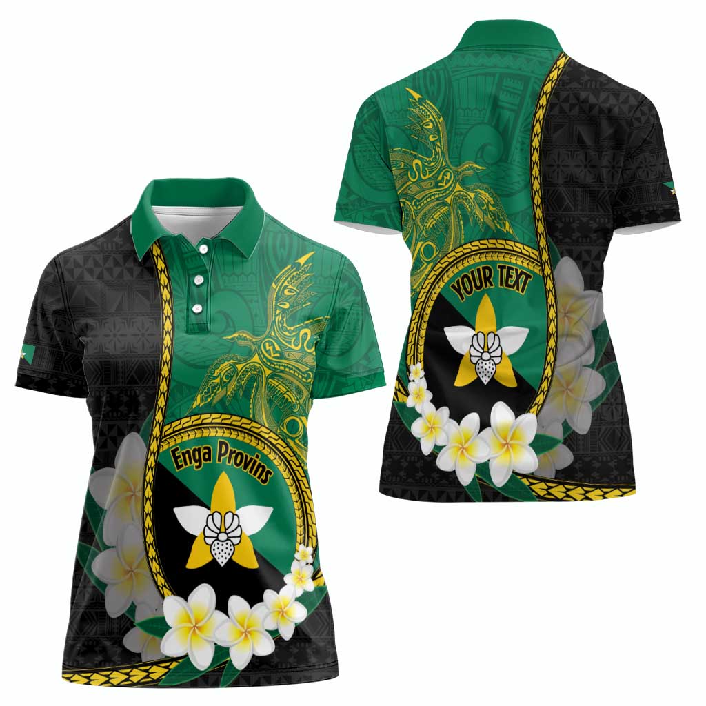 Personalised PNG Enga Provins Women Polo Shirt Papua New Guinea Plumeria Melanesian Pattern - Aussie Hoodie