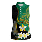 Personalised PNG Enga Provins Women Sleeveless Polo Shirt Papua New Guinea Plumeria Melanesian Pattern - Aussie Hoodie