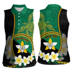 Personalised PNG Enga Provins Women Sleeveless Polo Shirt Papua New Guinea Plumeria Melanesian Pattern - Aussie Hoodie