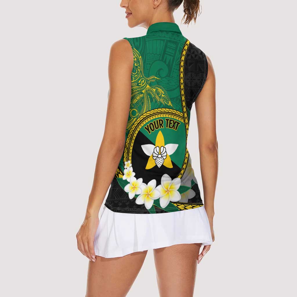 Personalised PNG Enga Provins Women Sleeveless Polo Shirt Papua New Guinea Plumeria Melanesian Pattern - Aussie Hoodie