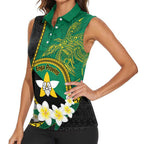 Personalised PNG Enga Provins Women Sleeveless Polo Shirt Papua New Guinea Plumeria Melanesian Pattern - Aussie Hoodie