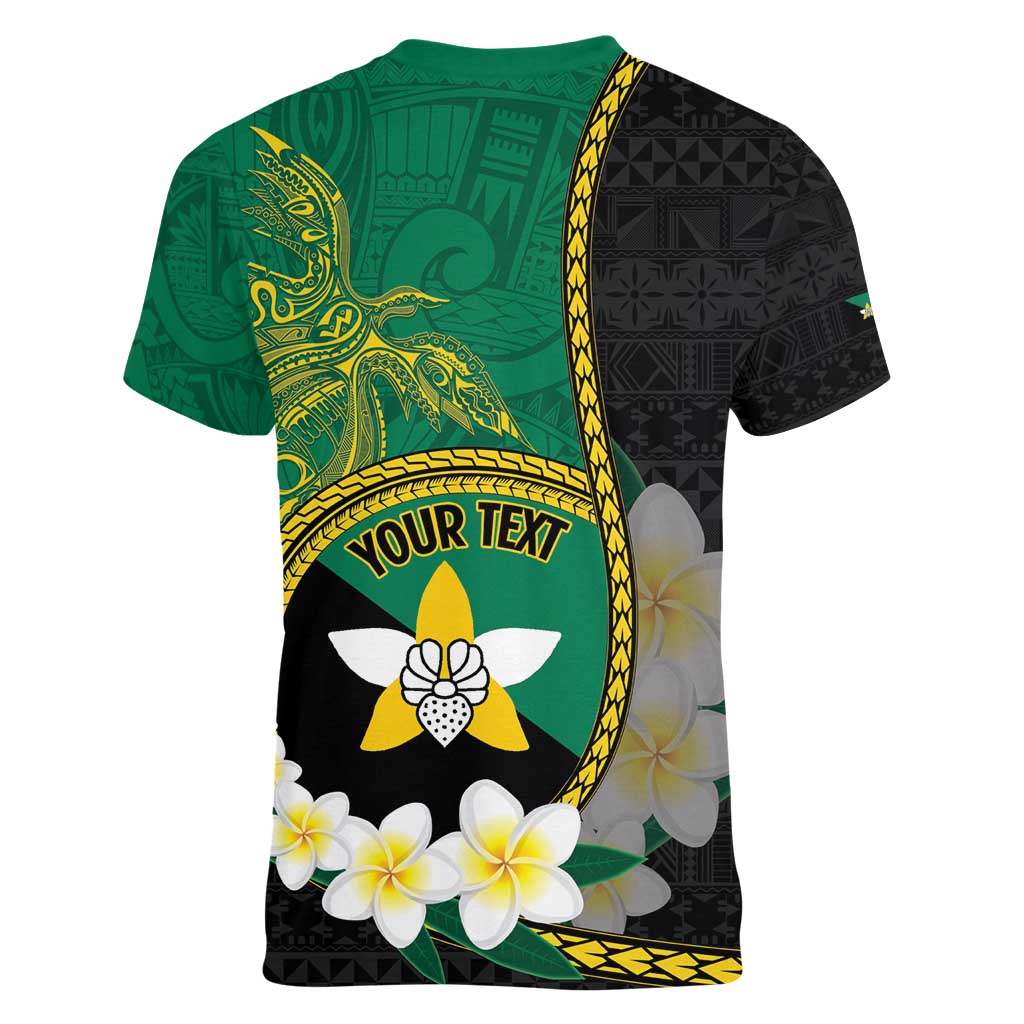 Personalised PNG Enga Provins Women V-Neck T-Shirt Papua New Guinea Plumeria Melanesian Pattern - Aussie Hoodie
