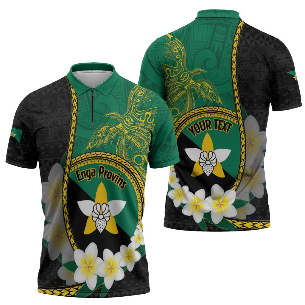Personalised PNG Enga Provins Zipper Polo Shirt Papua New Guinea Plumeria Melanesian Pattern - Aussie Hoodie