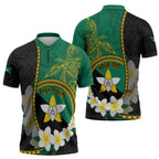 Personalised PNG Enga Provins Zipper Polo Shirt Papua New Guinea Plumeria Melanesian Pattern - Aussie Hoodie