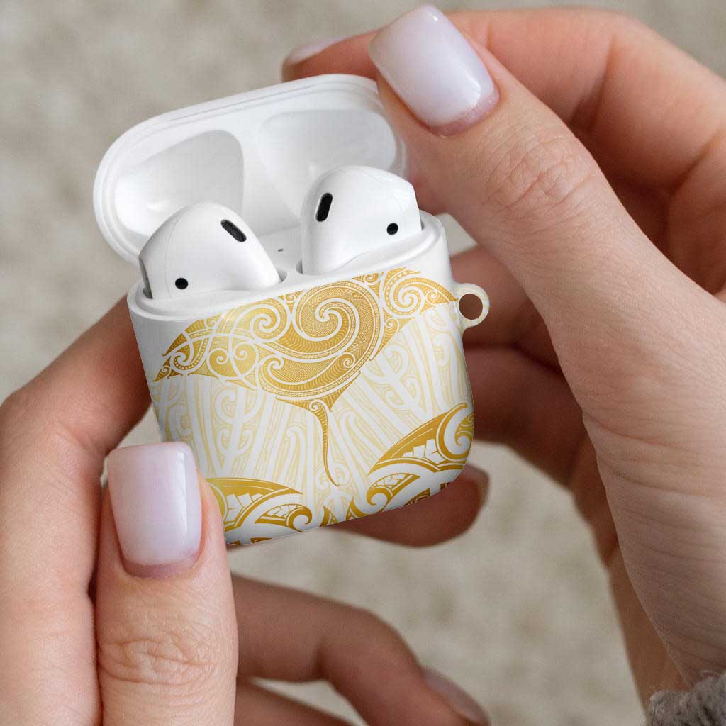 Gold White New Zealand Manta Ray AirPods Case Aotearoa Maori Haehae - Aussie Hoodie