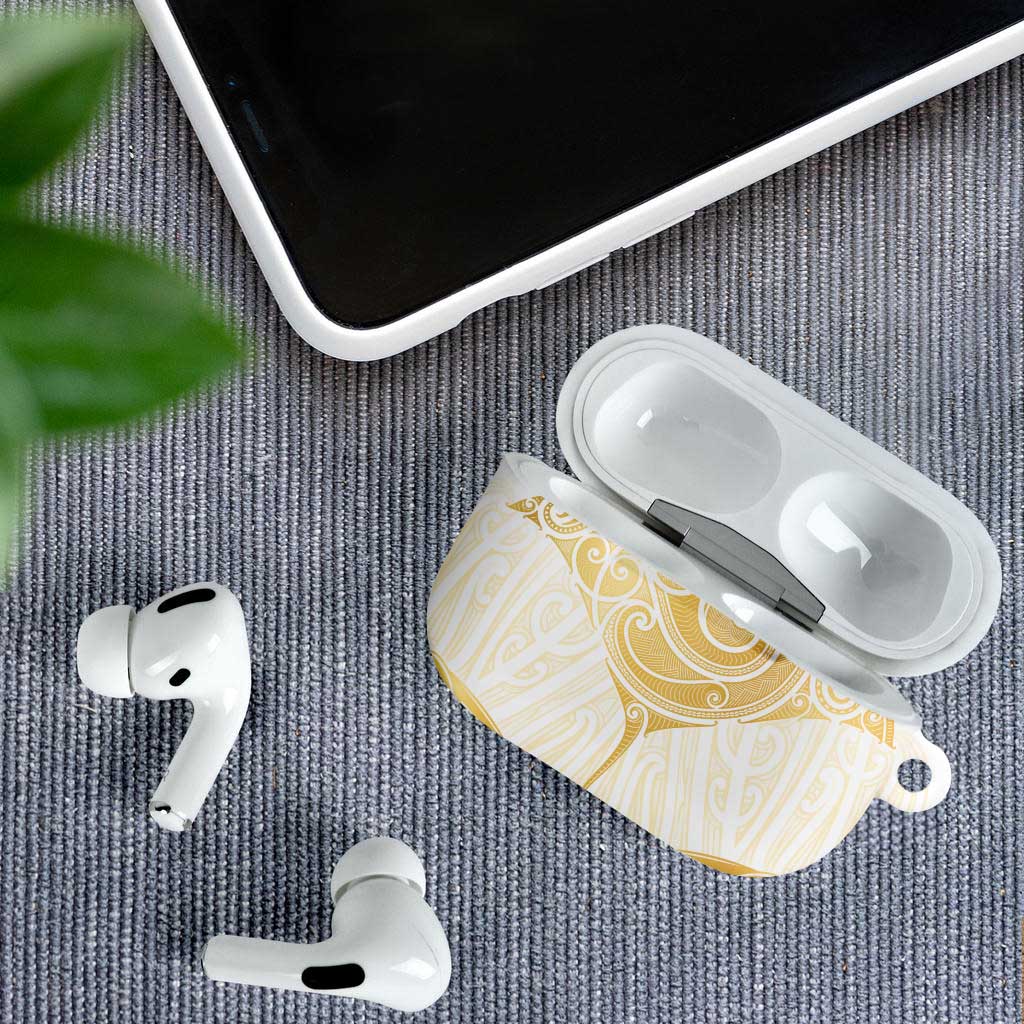 Gold White New Zealand Manta Ray AirPods Case Aotearoa Maori Haehae - Aussie Hoodie