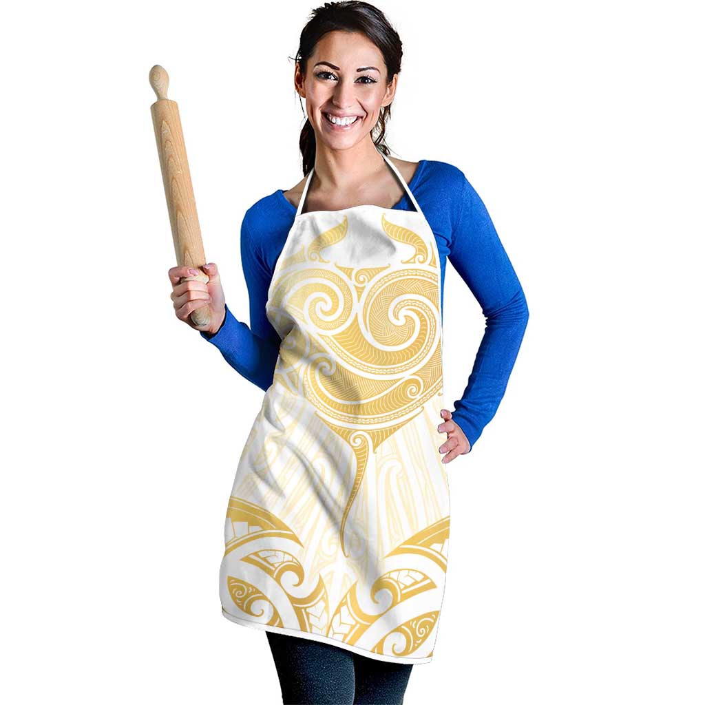 Gold White New Zealand Manta Ray Apron Aotearoa Maori Haehae - Aussie Hoodie