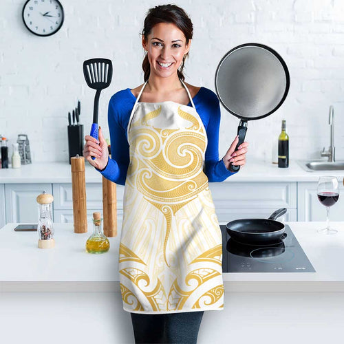 Gold White New Zealand Manta Ray Apron Aotearoa Maori Haehae - Aussie Hoodie