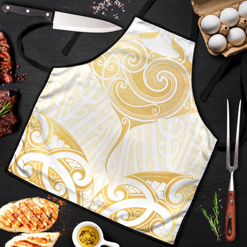 Gold White New Zealand Manta Ray Apron Aotearoa Maori Haehae - Aussie Hoodie