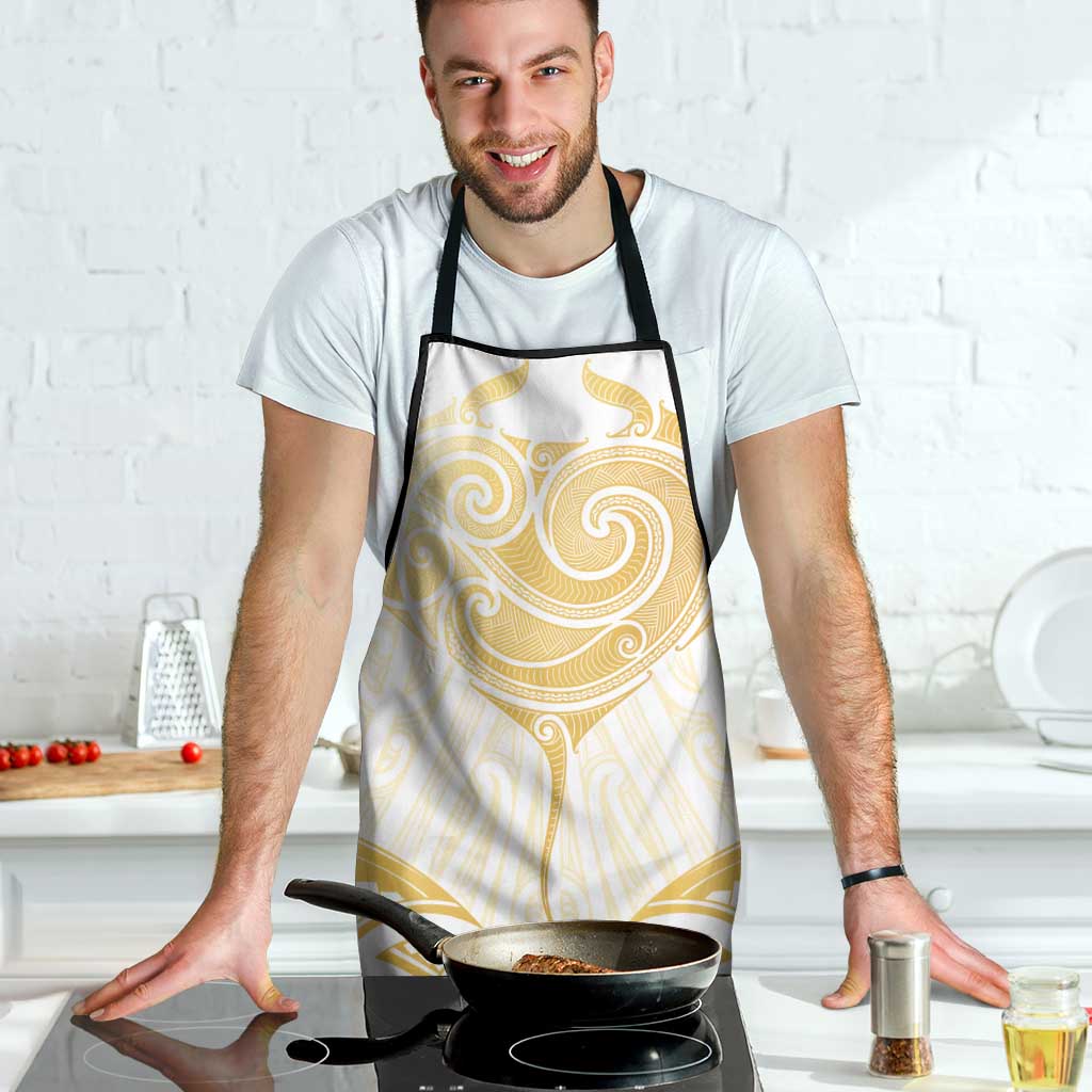 Gold White New Zealand Manta Ray Apron Aotearoa Maori Haehae - Aussie Hoodie