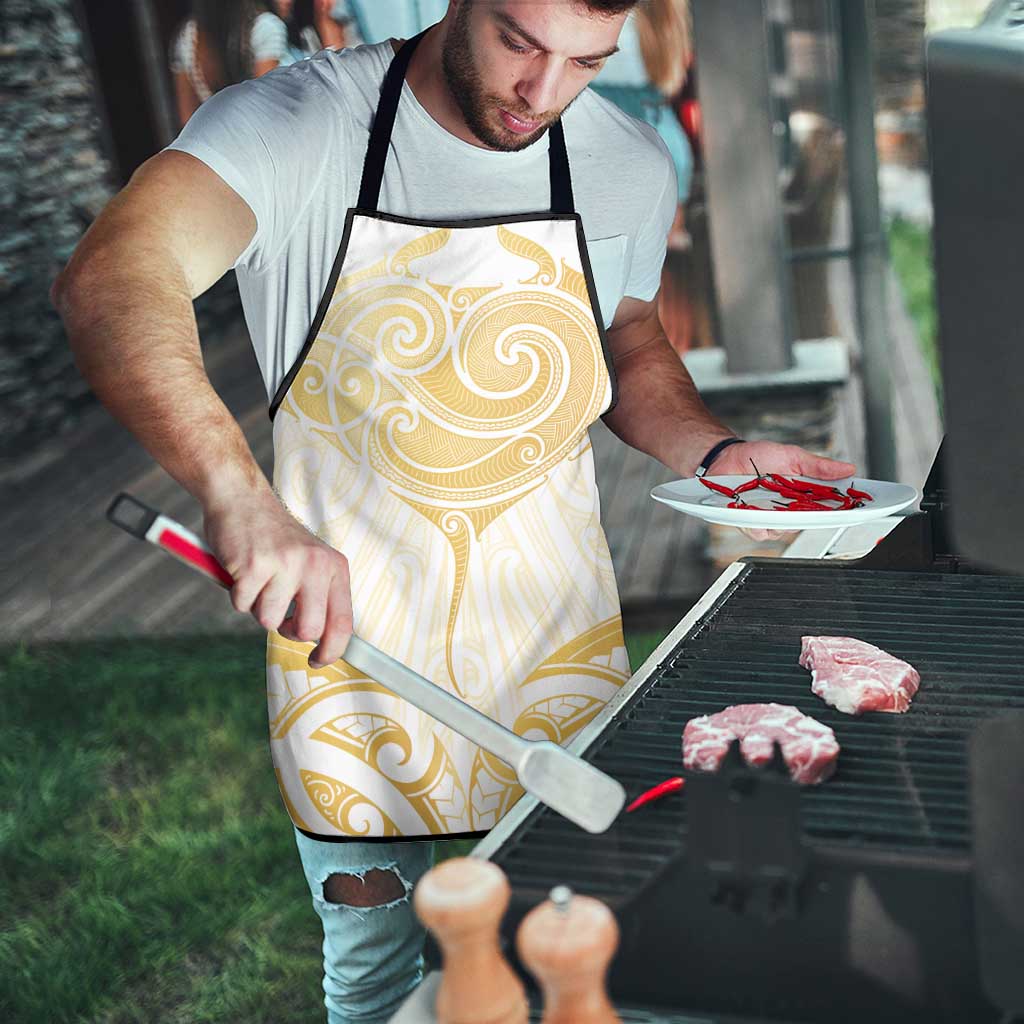 Gold White New Zealand Manta Ray Apron Aotearoa Maori Haehae - Aussie Hoodie