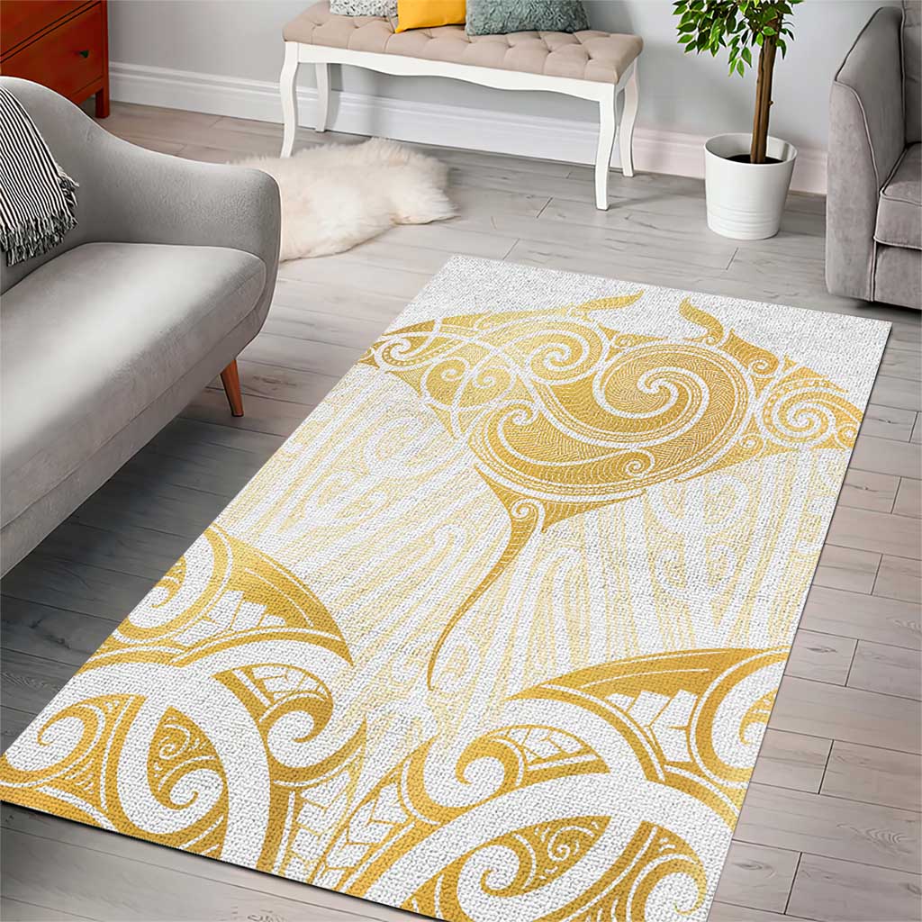 Gold White New Zealand Manta Ray Area Rug Aotearoa Maori Haehae - Aussie Hoodie
