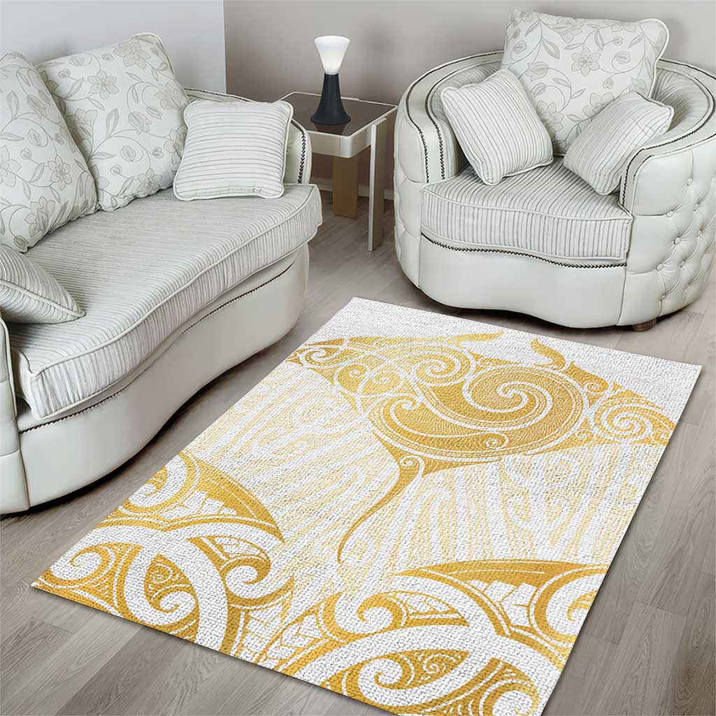 Gold White New Zealand Manta Ray Area Rug Aotearoa Maori Haehae - Aussie Hoodie