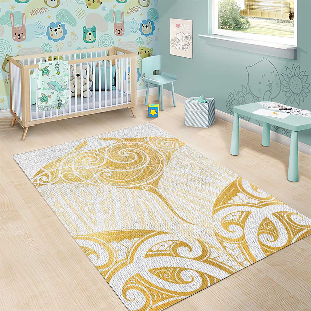 Gold White New Zealand Manta Ray Area Rug Aotearoa Maori Haehae - Aussie Hoodie