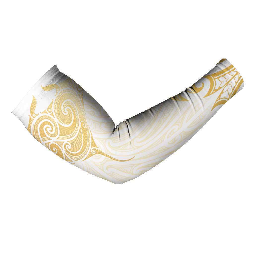 Gold White New Zealand Manta Ray Arm Sleeves Aotearoa Maori Haehae - Aussie Hoodie
