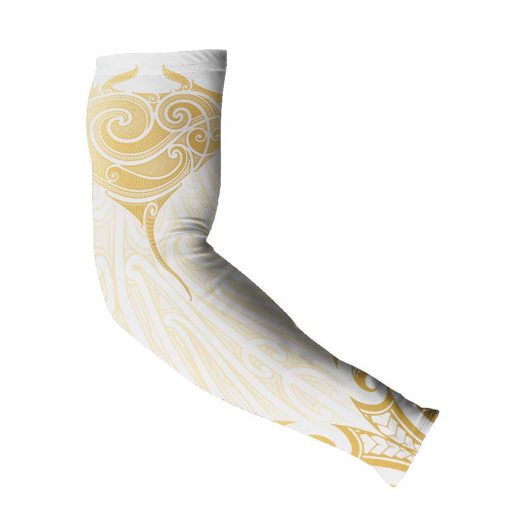 Gold White New Zealand Manta Ray Arm Sleeves Aotearoa Maori Haehae - Aussie Hoodie