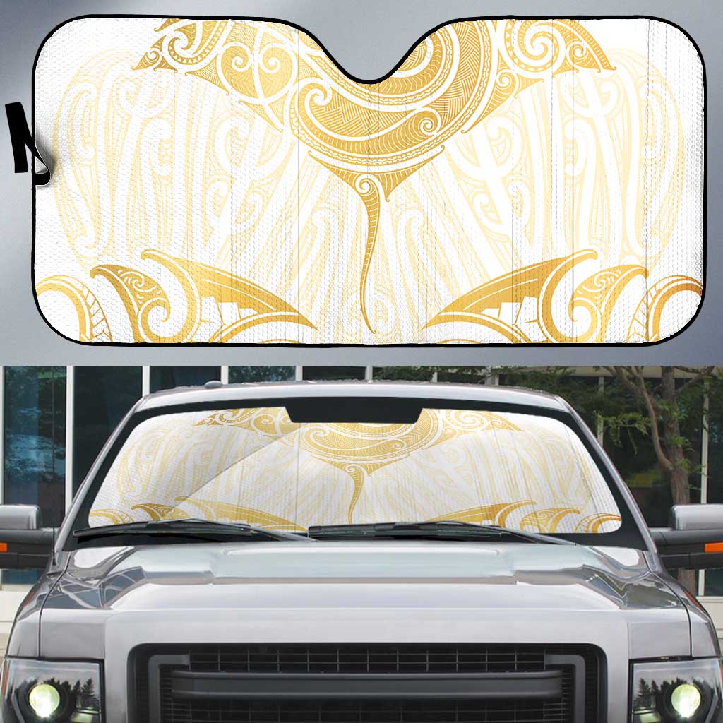 Gold White New Zealand Manta Ray Auto Sun Shade Aotearoa Maori Haehae - Aussie Hoodie