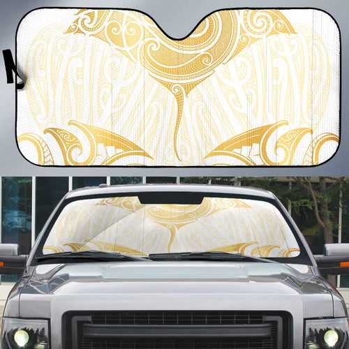 Gold White New Zealand Manta Ray Auto Sun Shade Aotearoa Maori Haehae - Aussie Hoodie