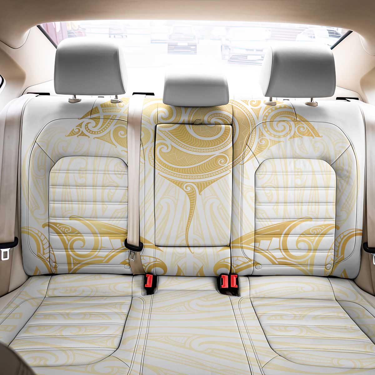 Gold White New Zealand Manta Ray Back Car Seat Cover Aotearoa Maori Haehae - Aussie Hoodie