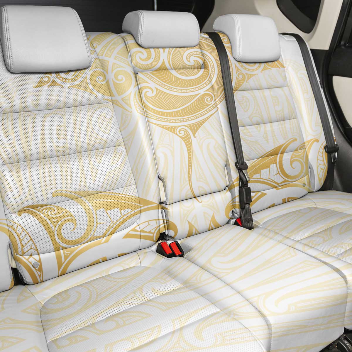Gold White New Zealand Manta Ray Back Car Seat Cover Aotearoa Maori Haehae - Aussie Hoodie