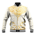Gold White New Zealand Manta Ray Baseball Jacket Aotearoa Maori Haehae - Aussie Hoodie