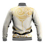 Gold White New Zealand Manta Ray Baseball Jacket Aotearoa Maori Haehae - Aussie Hoodie
