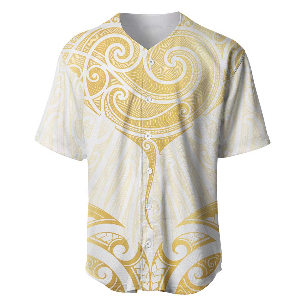 Gold White New Zealand Manta Ray Baseball Jersey Aotearoa Maori Haehae - Aussie Hoodie