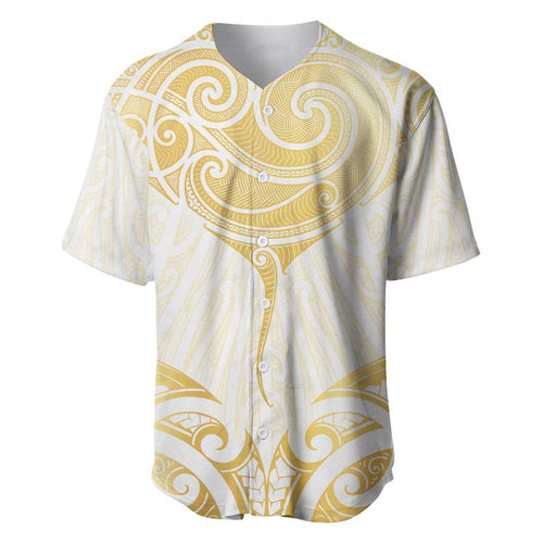 Gold White New Zealand Manta Ray Baseball Jersey Aotearoa Maori Haehae - Aussie Hoodie