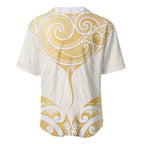 Gold White New Zealand Manta Ray Baseball Jersey Aotearoa Maori Haehae - Aussie Hoodie