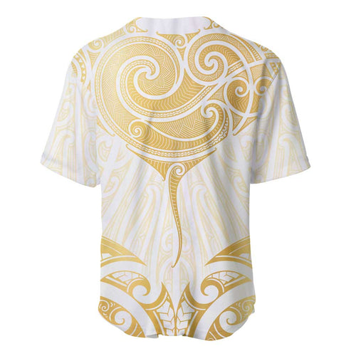 Gold White New Zealand Manta Ray Baseball Jersey Aotearoa Maori Haehae - Aussie Hoodie
