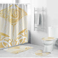 Gold White New Zealand Manta Ray Bathroom Set Aotearoa Maori Haehae - Aussie Hoodie