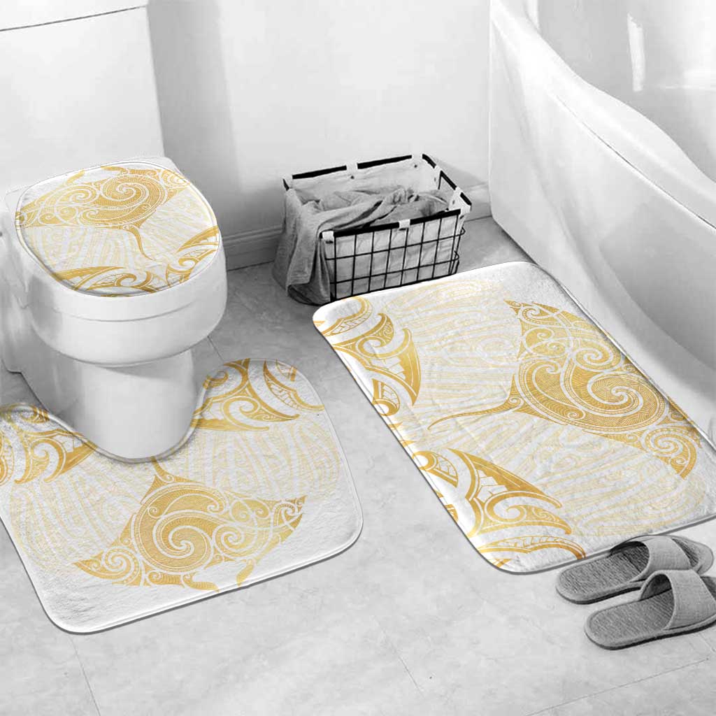Gold White New Zealand Manta Ray Bathroom Set Aotearoa Maori Haehae - Aussie Hoodie