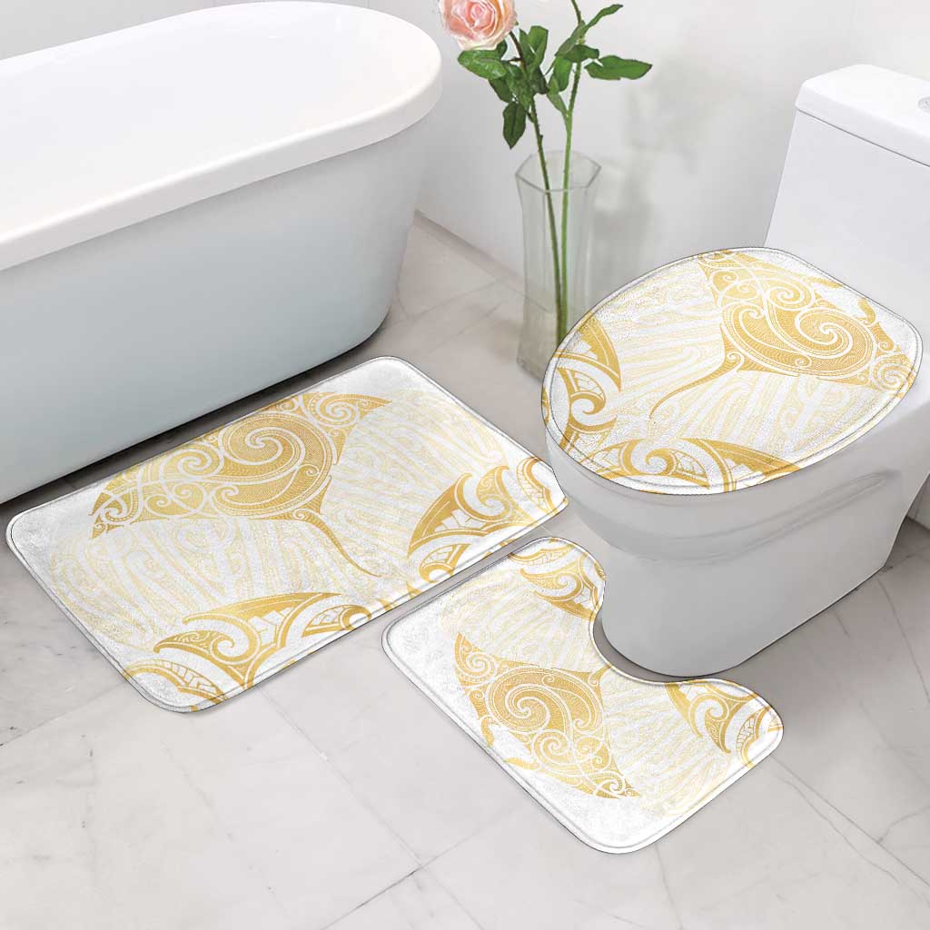 Gold White New Zealand Manta Ray Bathroom Set Aotearoa Maori Haehae - Aussie Hoodie