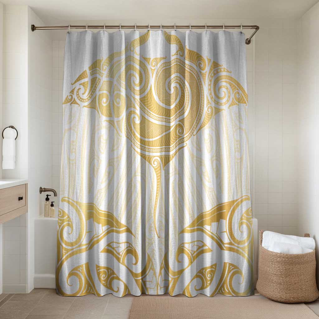 Gold White New Zealand Manta Ray Bathroom Set Aotearoa Maori Haehae - Aussie Hoodie