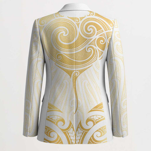 Gold White New Zealand Manta Ray Blazer Aotearoa Maori Haehae - Aussie Hoodie