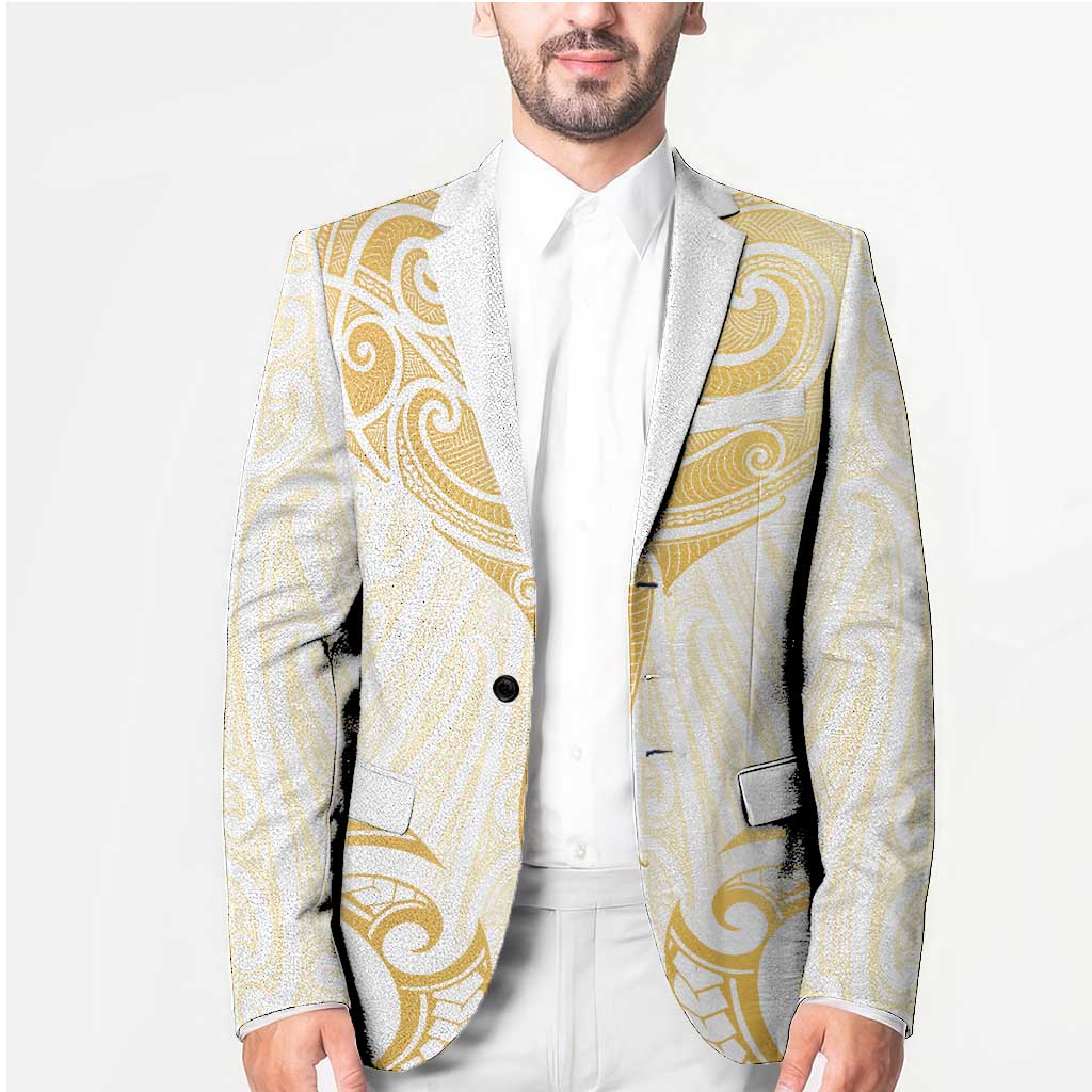 Gold White New Zealand Manta Ray Blazer Aotearoa Maori Haehae - Aussie Hoodie